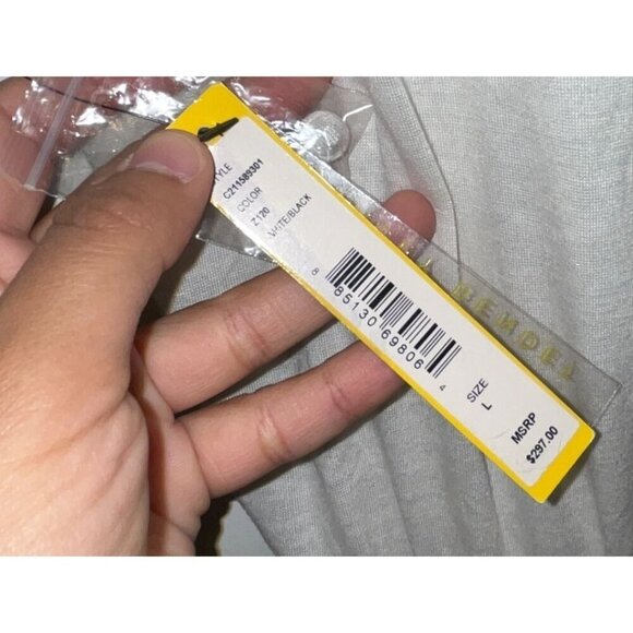 NWT ALICE + OLIVIA Black & White Colorblock Maxi Dress With Open Back Detail Lar - Picture 5 of 12